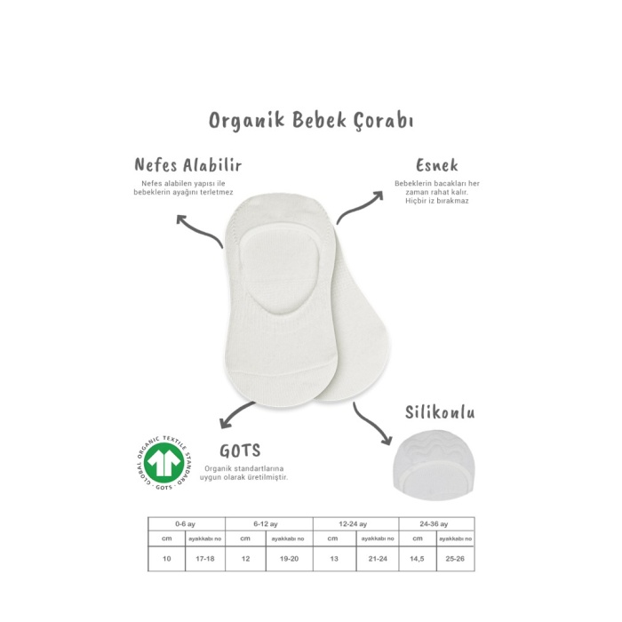 2Li Penye Babet Silikonlu Basic Çorap 30104 Siyah Ekru