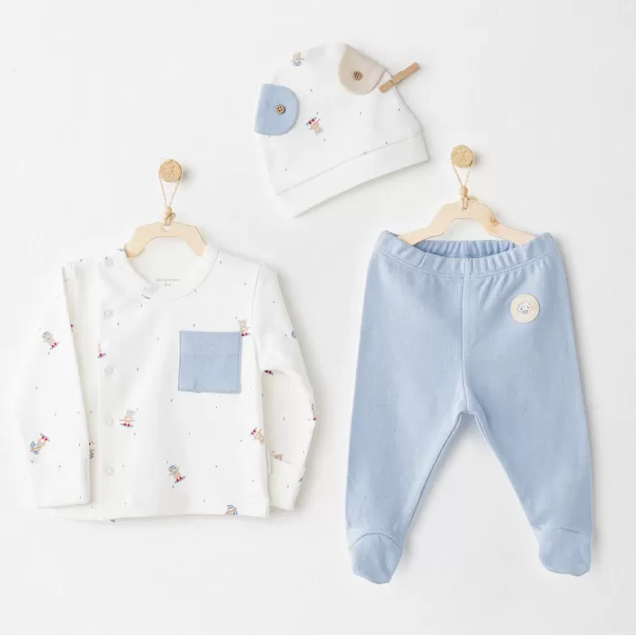 AC26073 Hat Set Rainbow 3lü Zıbın Takım Blue