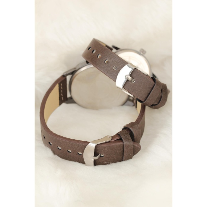 Kahverengi Deri Kordonlu Rose Metal Kasa Sevgili Saatleri