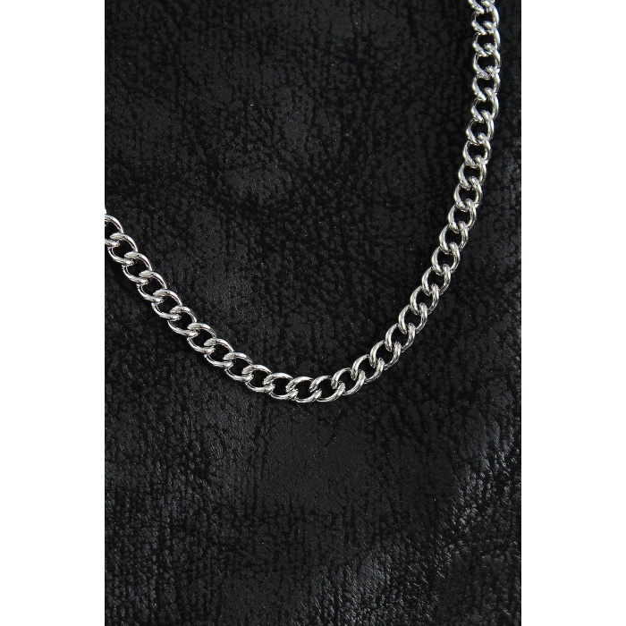 316L Çelik Klasik Oval Zincir Model Gümüş Renk Erkek Kolye