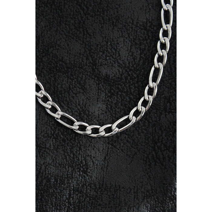 316L Çelik Kalın Figaro Zincir Model Gümüş Renk Erkek Kolye