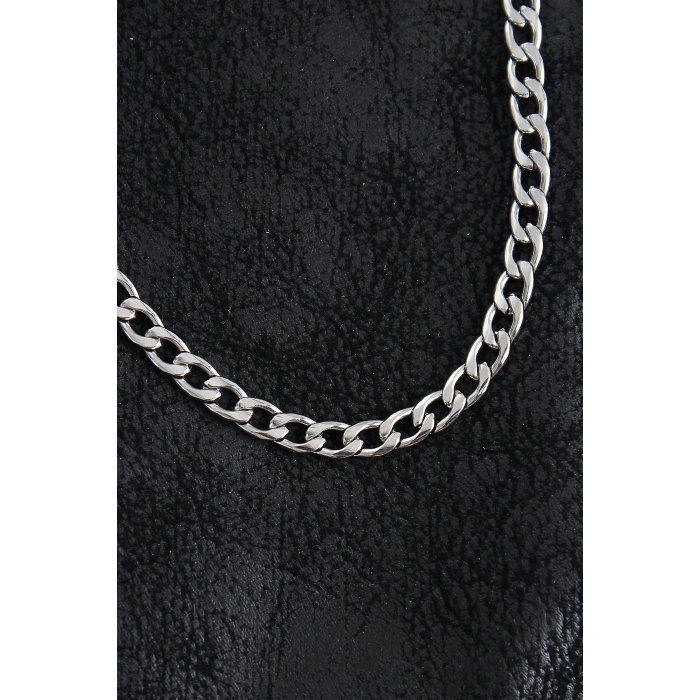 316L Çelik Kalın Klasik Zincir Model Gümüş Renk Erkek Kolye