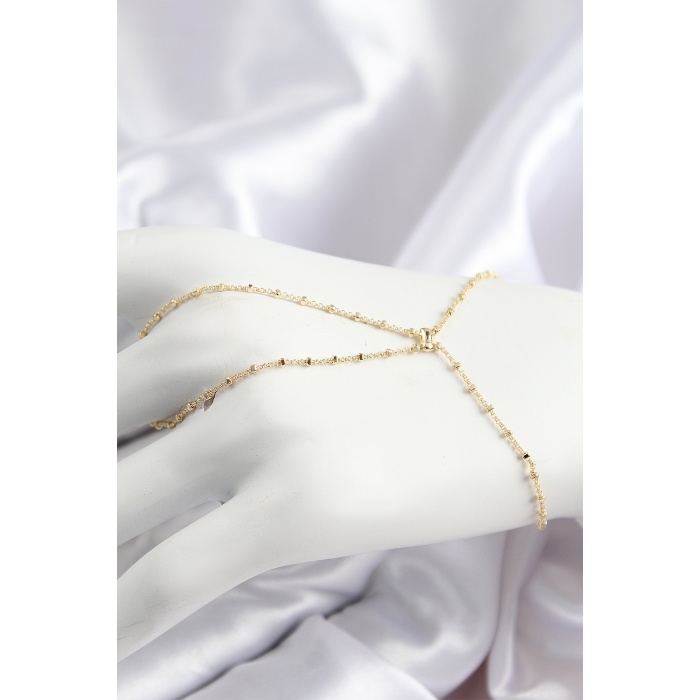 Pirinç Boncuk Zincirli X Model Gold Renk Kadın Şahmeran