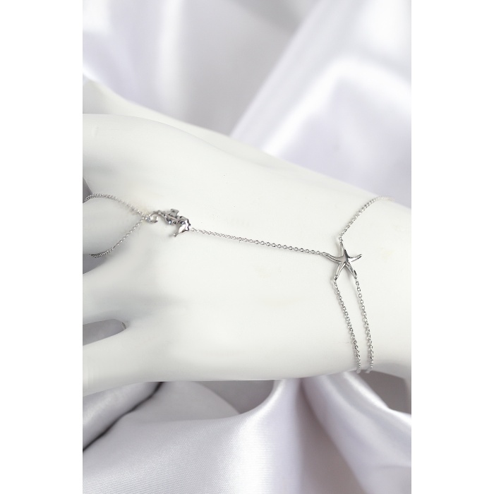 Pirinç Zirkon Taşlı Deniz Atı Ve Yıldız Model Gümüş Renk Şahmeran