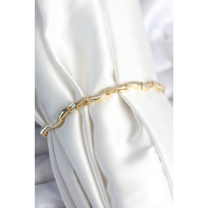 Pirinç Gold Renk Dalgalı Model Kadın Bileklik