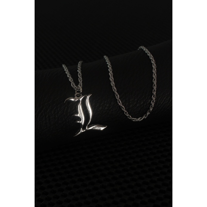 Gümüş Renk L Harf Erkek Kolye