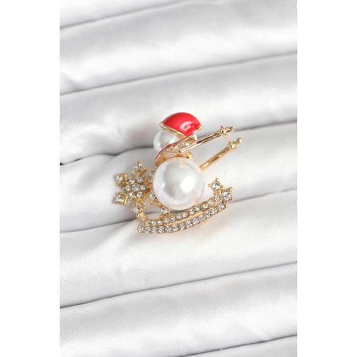 Kızaklı Kardan Adam Model Yılbaşı Temalı Broş