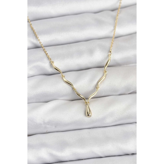 Pirinç Gold Renk Damla Model Kadın Kolye