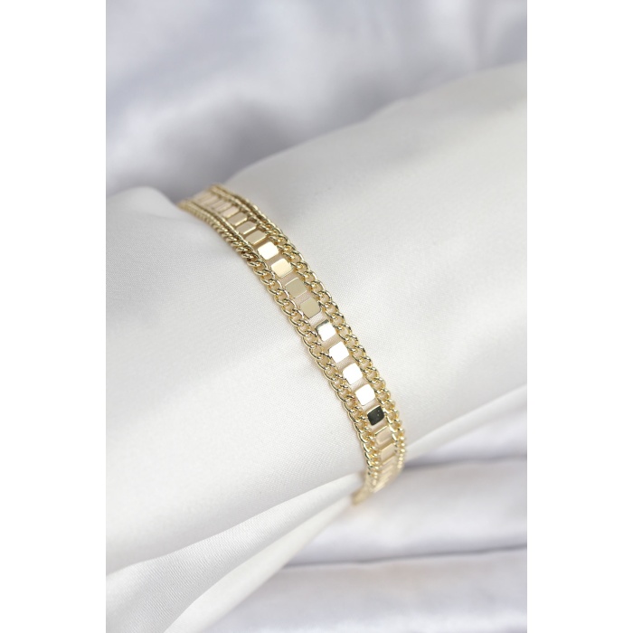 316L Çelik Gold Renk Pullu Zincir Model Kadın Bileklik