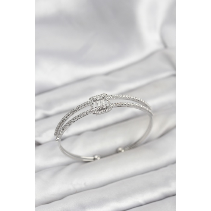 Pirinç Gümüş Renk Baget Model Kadın Bileklik