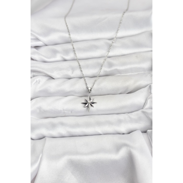 316L Çelik Zincir Gümüş Renk Kutup Yıldızı Model Kadın Kolye