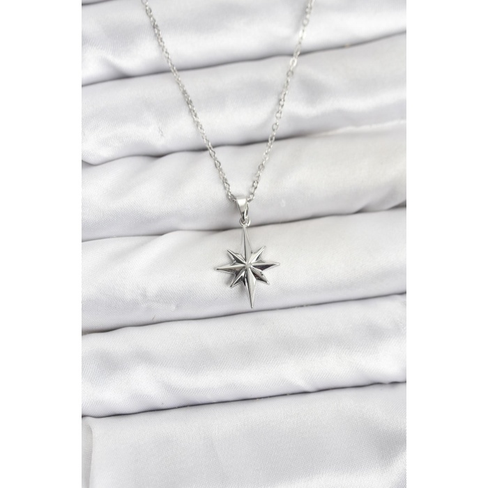 316L Çelik Zincir Gümüş Renk Kutup Yıldızı Model Kadın Kolye