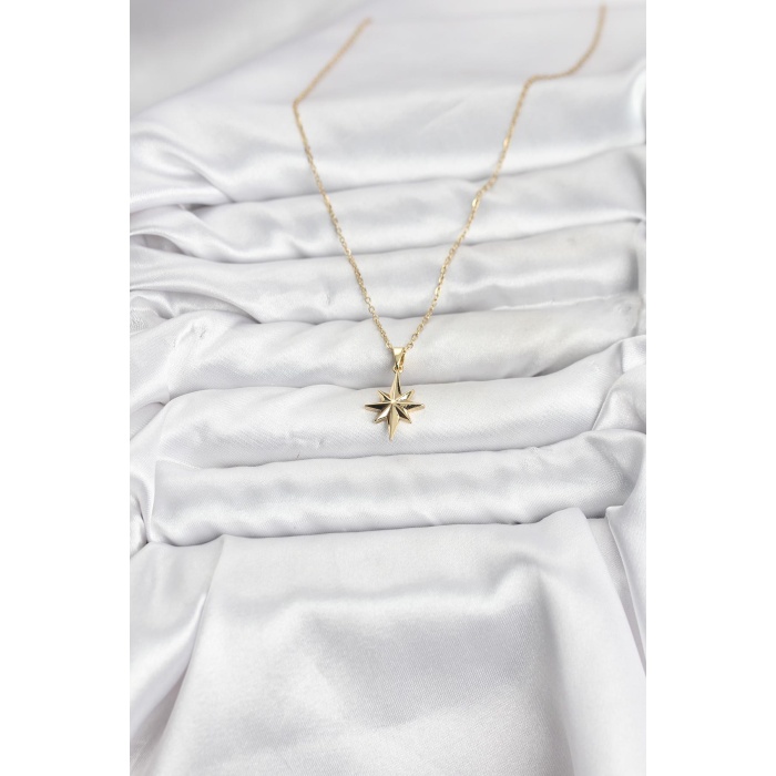 316L Çelik Zincir Gold Renk Kutup Yıldızı Model Kadın Kolye
