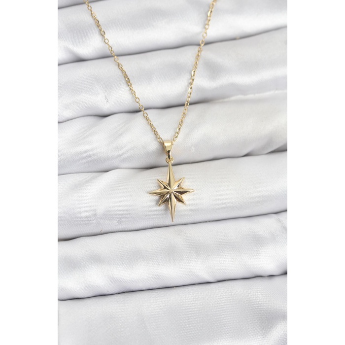 316L Çelik Zincir Gold Renk Kutup Yıldızı Model Kadın Kolye