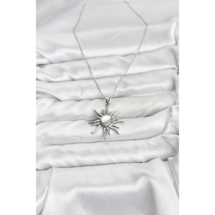 316L Çelik Zincir Gümüş Renk Güneş Model Kadın Kolye