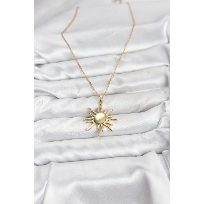 316L Çelik Zincir Gold Renk Güneş Model Kadın Kolye