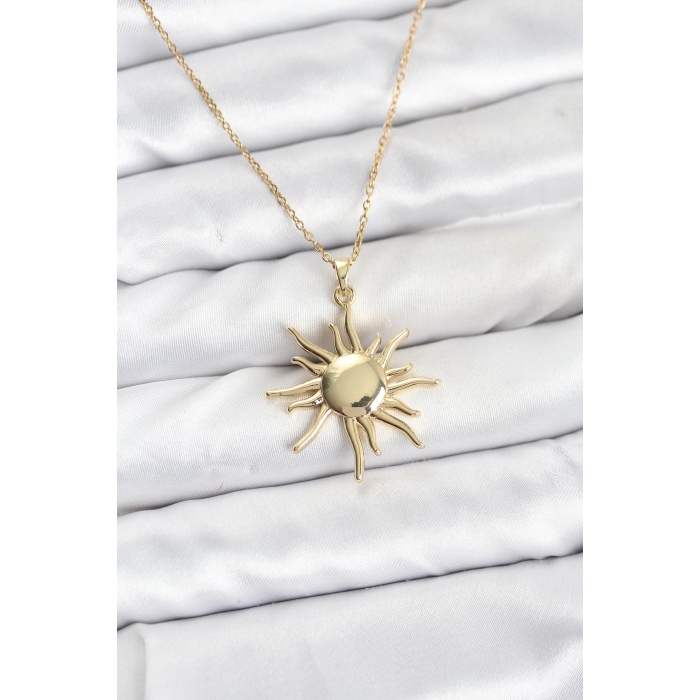 316L Çelik Zincir Gold Renk Güneş Model Kadın Kolye