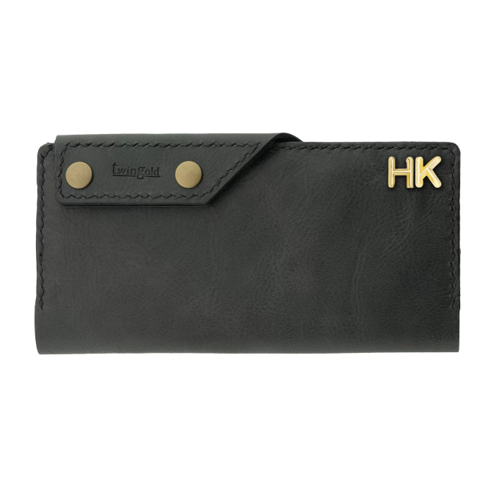 İsme Özel Dikey Çıtçıtlı Uzun Cüzdan - %100 Rainbow Deri - A010006 - Antrasit