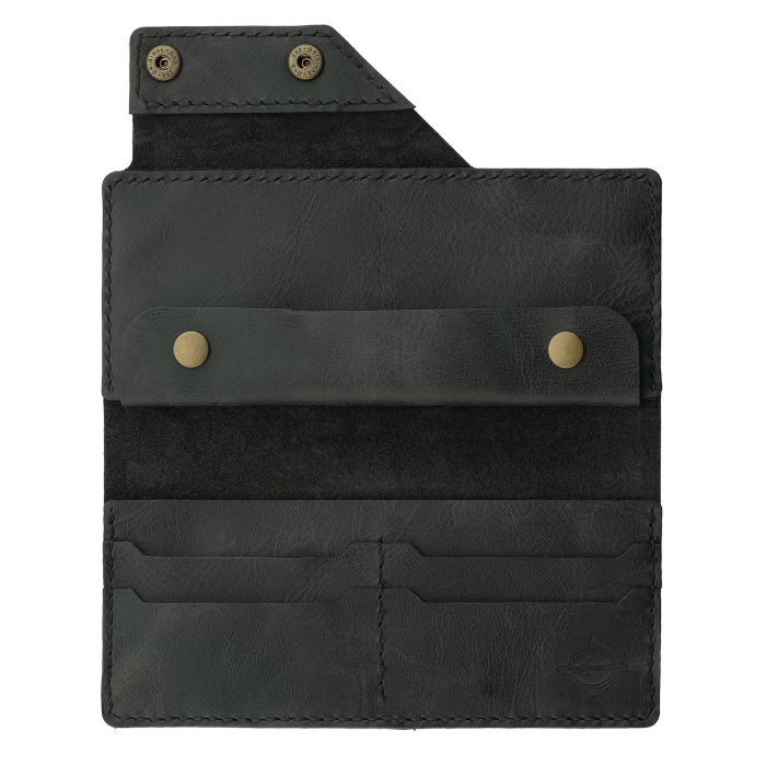 İsme Özel Dikey Çıtçıtlı Uzun Cüzdan - %100 Rainbow Deri - A010006 - Antrasit