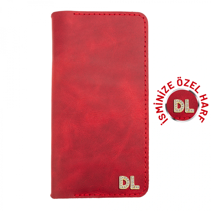 İsme Özel Dikey Uzun Cüzdan - %100 Rainbow Deri - A010007 - Kırmızı