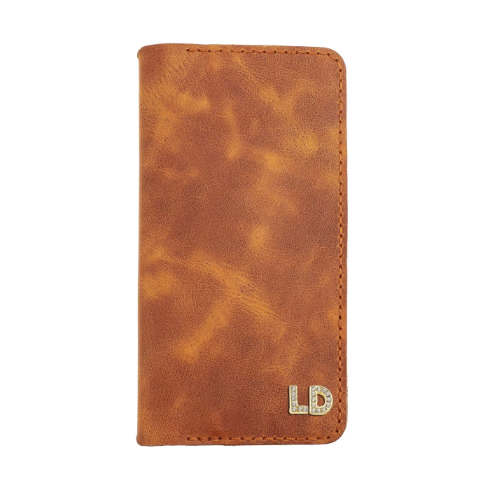 İsme Özel Dikey Uzun Cüzdan - %100 Rainbow Deri - A010007 - Camel