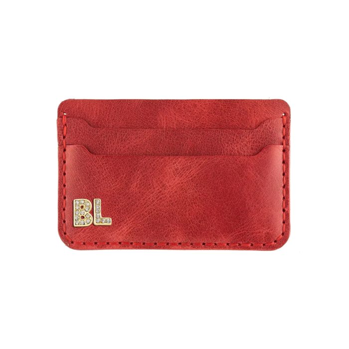 İsme Özel Yatay Kartlık - %100 Rainbow Deri - A011001 - Kırmızı