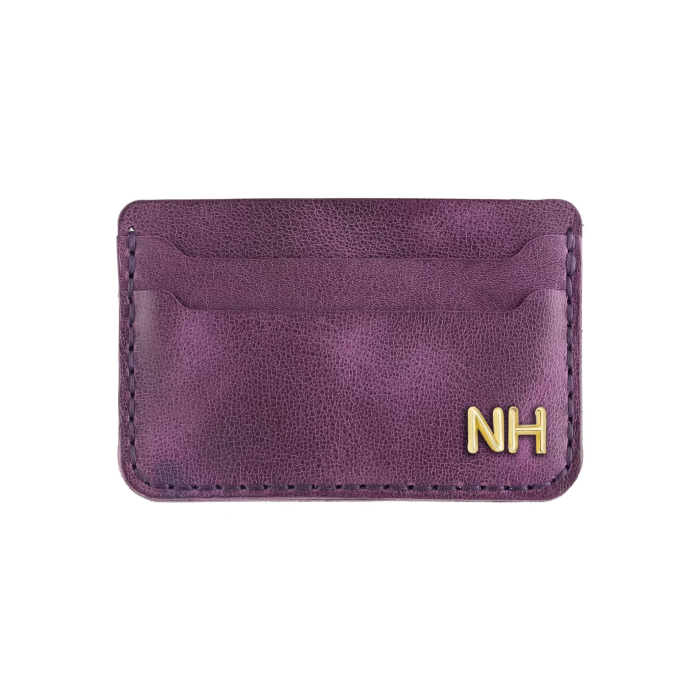 İsme Özel Yatay Kartlık - %100 Rainbow Deri - A011001 - Mor