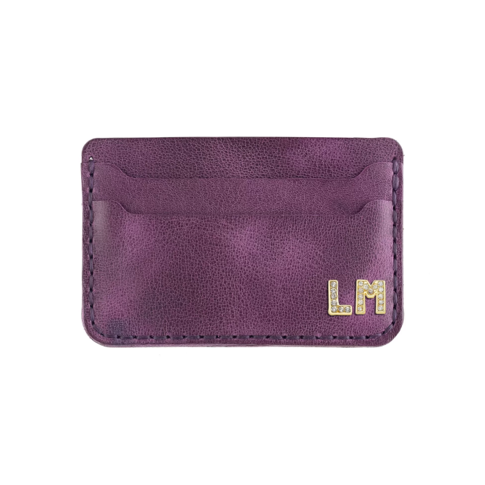 İsme Özel Yatay Kartlık - %100 Rainbow Deri - A011001 - Mor