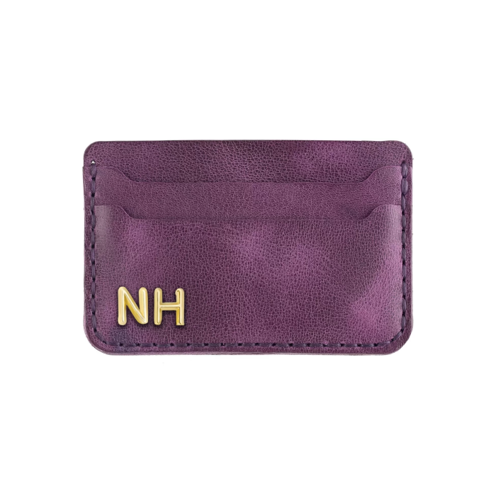 İsme Özel Yatay Kartlık - %100 Rainbow Deri - A011001 - Mor