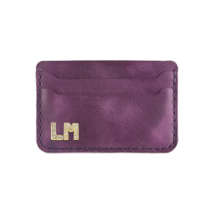 İsme Özel Yatay Kartlık - %100 Rainbow Deri - A011001 - Mor