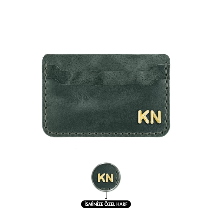 İsme Özel Yatay Kartlık - %100 Rainbow Deri - A011001 - Haki