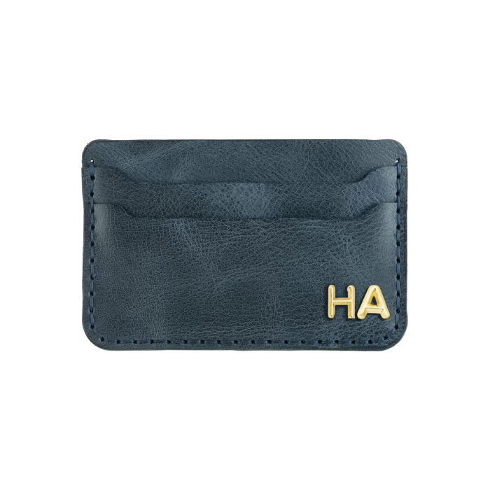 İsme Özel Yatay Kartlık - %100 Rainbow Deri - A011001 - Lacivert