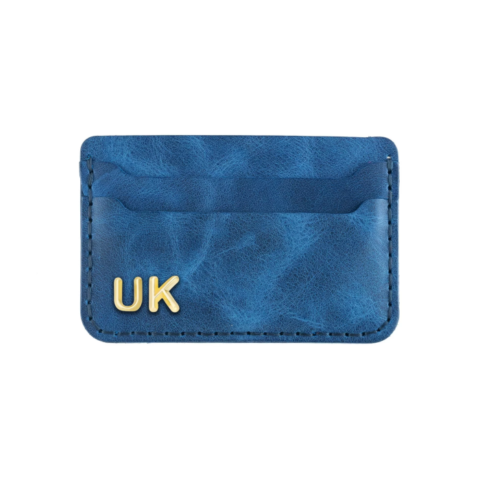 İsme Özel Yatay Kartlık - %100 Rainbow Deri - A011001 - Saks Mavisi