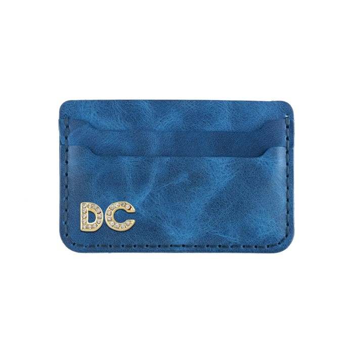 İsme Özel Yatay Kartlık - %100 Rainbow Deri - A011001 - Saks Mavisi