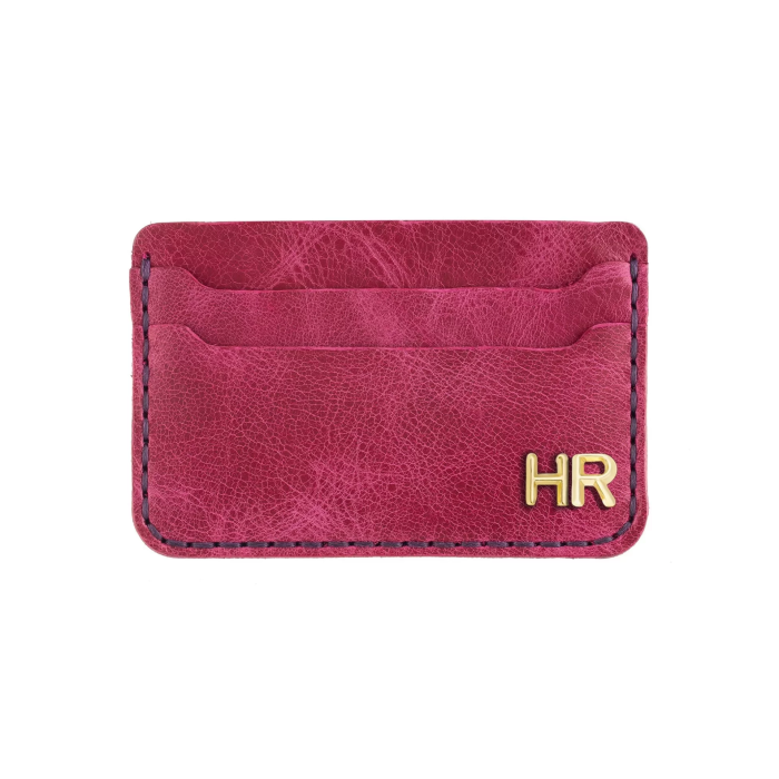 İsme Özel Yatay Kartlık - %100 Rainbow Deri - A011001 - Fuşya