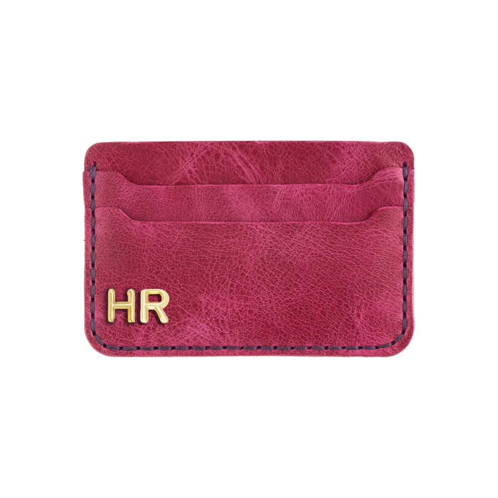 İsme Özel Yatay Kartlık - %100 Rainbow Deri - A011001 - Fuşya