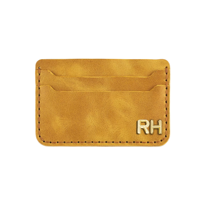 İsme Özel Yatay Kartlık - %100 Rainbow Deri - A011001 - Hardal Sarısı