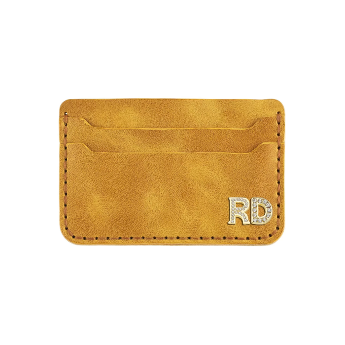 İsme Özel Yatay Kartlık - %100 Rainbow Deri - A011001 - Hardal Sarısı