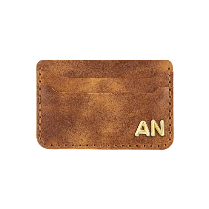 İsme Özel Yatay Kartlık - %100 Rainbow Deri - A011001 - Camel