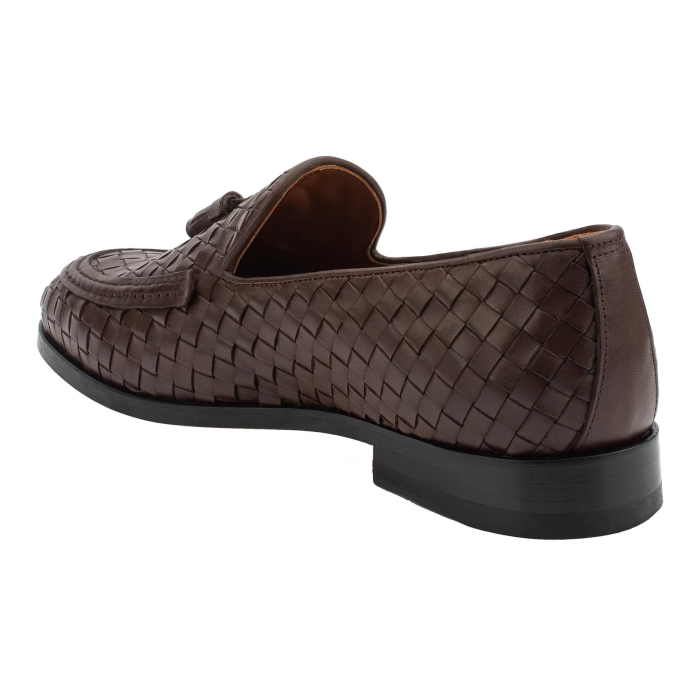 İsme Özel El Örgüsü Kösele Erkek Ayakkabı - %100 Hakiki Deri - Altın Harf - AA01002 - Kahverengi