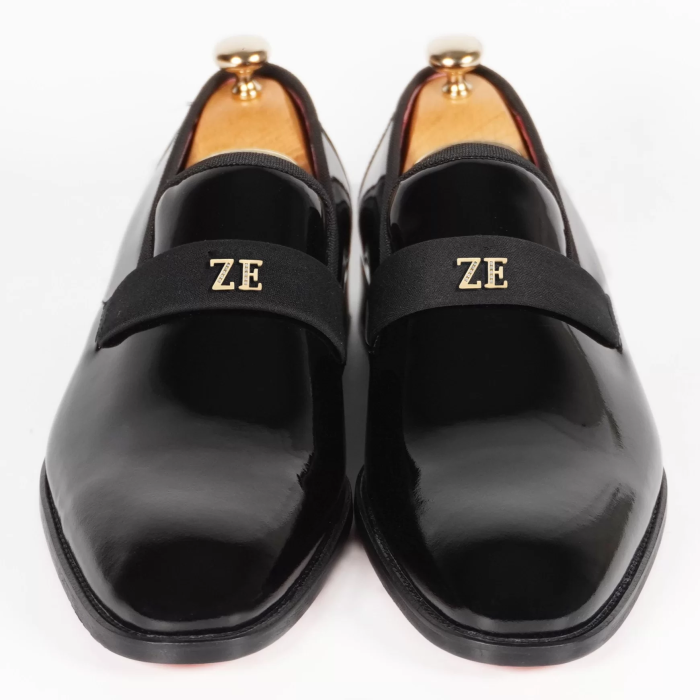 İsme Özel Smokin Salon Erkek Ayakkabısı - %100 Hakiki Deri - Altın Harf - AA01005 - Siyah