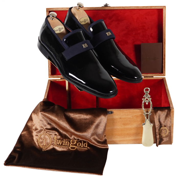 İsme Özel Smokin Salon Erkek Ayakkabısı - %100 Hakiki Deri - Altın Harf - AA01005 - Siyah