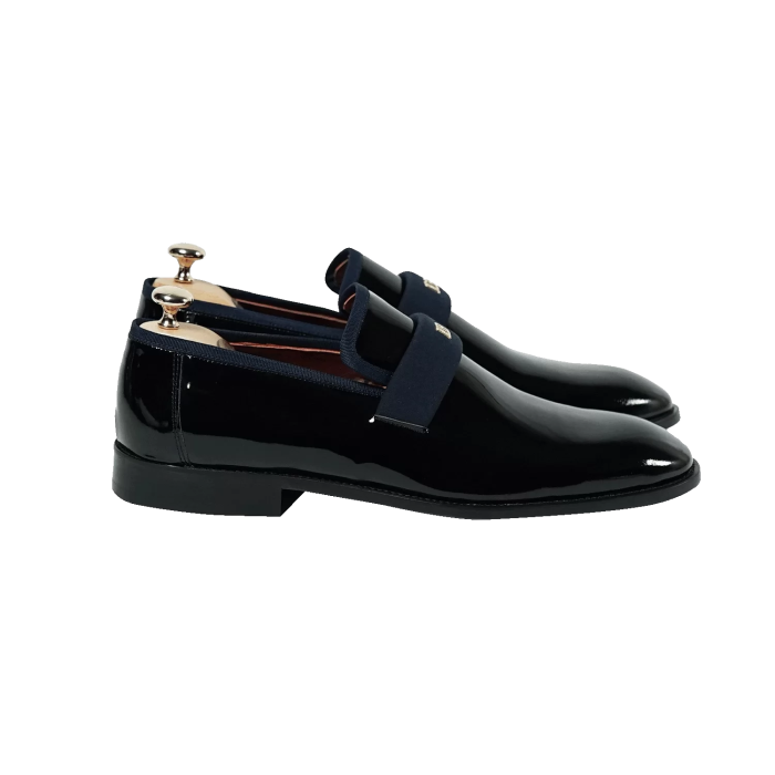 İsme Özel Smokin Salon Erkek Ayakkabısı - %100 Hakiki Deri - Altın Harf - AA01005 - Lacivert