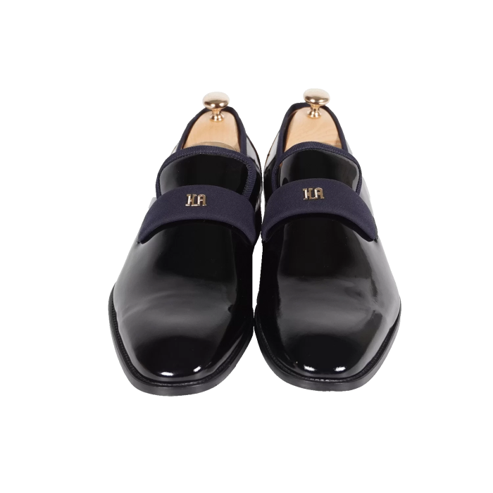 İsme Özel Smokin Salon Erkek Ayakkabısı - %100 Hakiki Deri - Altın Harf - AA01005 - Lacivert