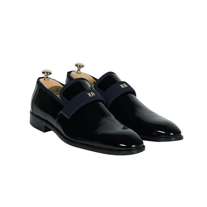 İsme Özel Smokin Salon Erkek Ayakkabısı - %100 Hakiki Deri - Altın Harf - AA01005 - Lacivert