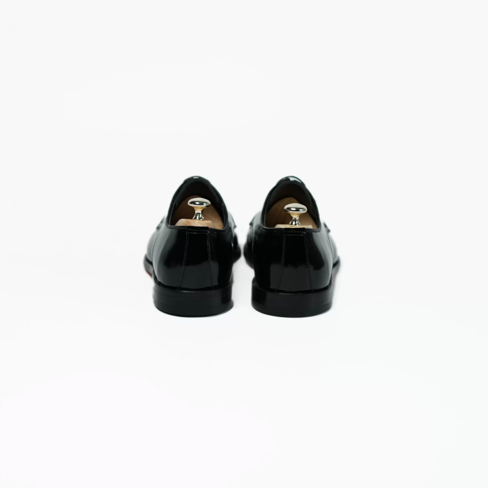 İsme Özel Rugan Bağcıklı Kösele Erkek Ayakkabı - %100 Hakiki Deri - Altın Harf - AA01006 - Siyah