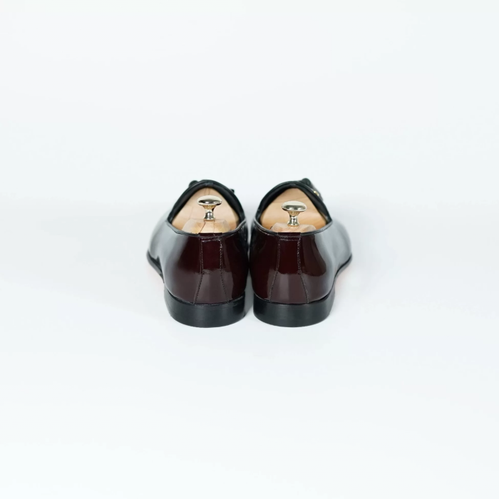 İsme Özel Rugan Püsküllü Kösele Erkek Ayakkabı - %100 Hakiki Deri - Altın Harf - AA01007 - Bordo