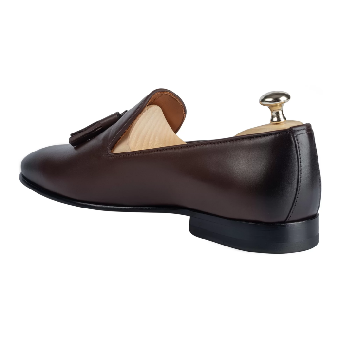 İsme Özel Püsküllü Kösele Erkek Ayakkabı - %100 Hakiki Antik Deri - Altın Harf - AA01008 - Bordo