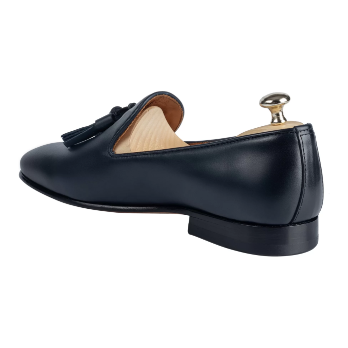 İsme Özel Püsküllü Kösele Erkek Ayakkabı - %100 Hakiki Antik Deri - Altın Harf - AA01008 - Lacivert