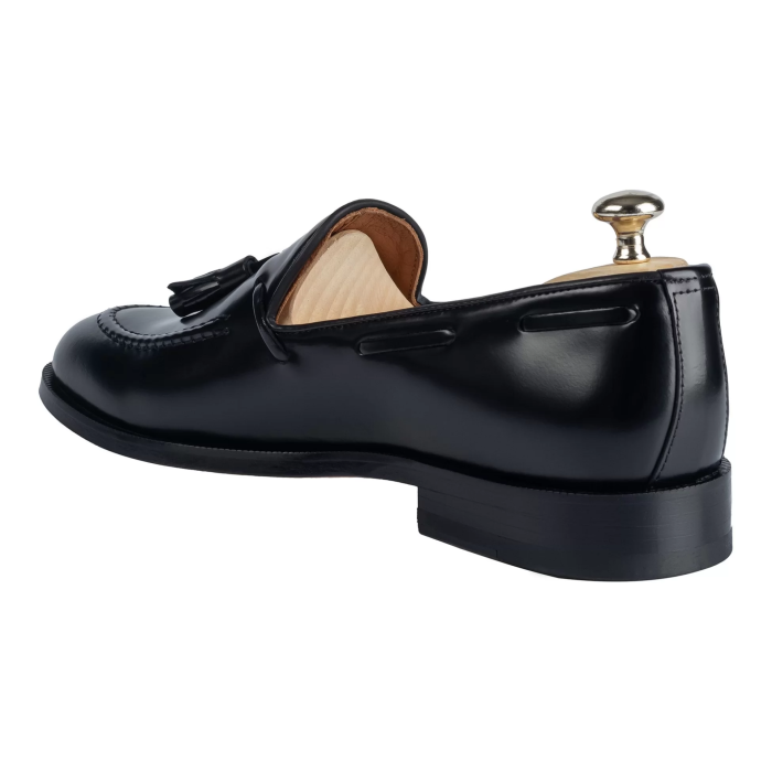 İsme Özel Loafer Erkek Ayakkabı - %100 Hakiki Açma Deri - Gümüş Konseptli- AA01011 - Siyah